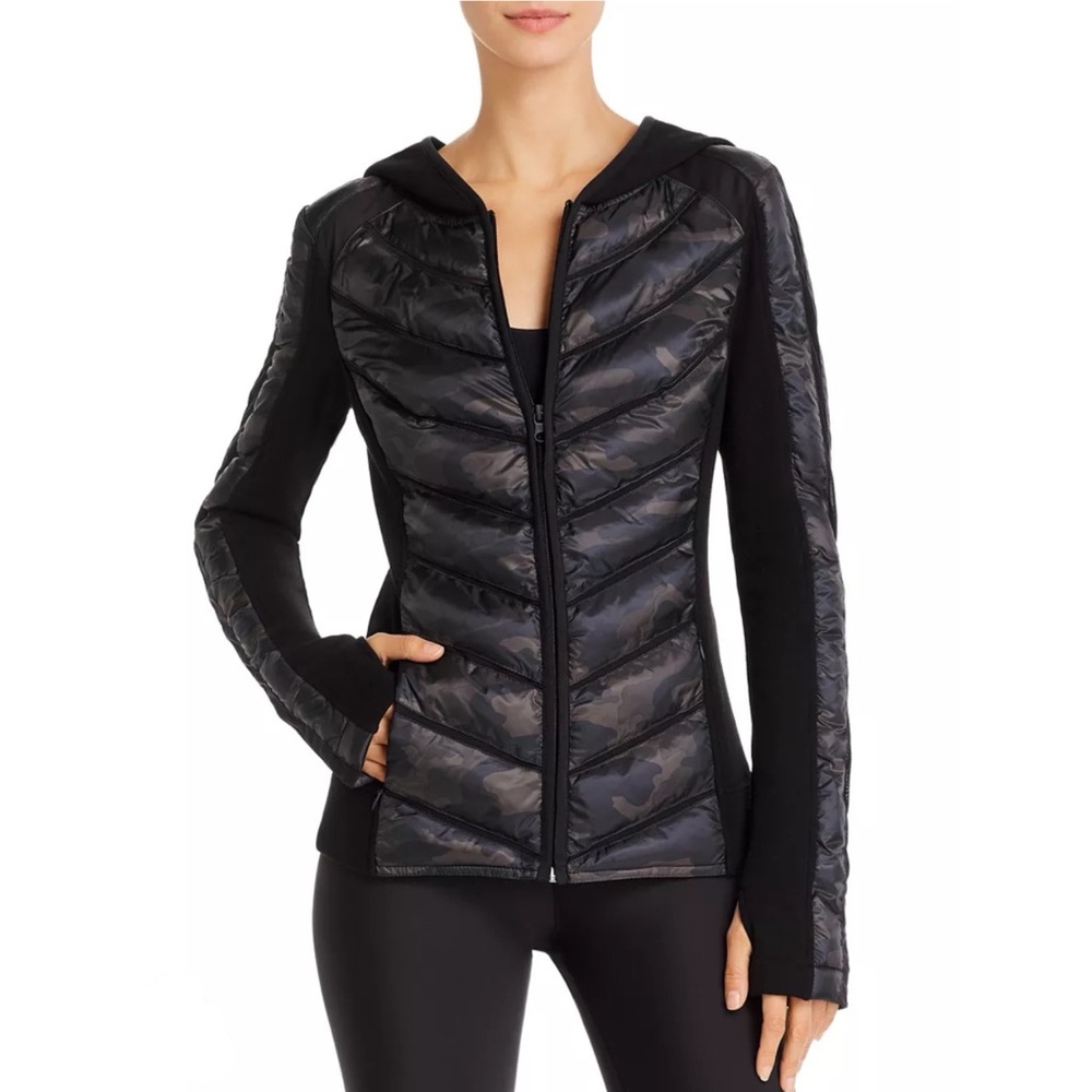 AQUA Athletic Puffer-Panel Packable Hooded Jacket